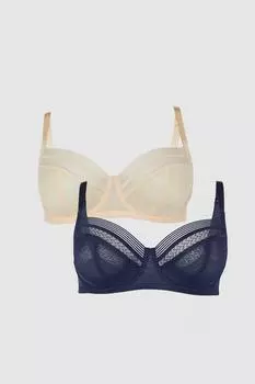 Бюстгальтер-балкон из сетки DD+ 2PP с геосеткой Debenhams, темно-синий