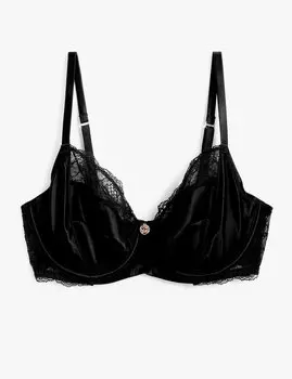 Бюстгальтер-балкон из шелка и кружева на косточке A-E Rosie, черный