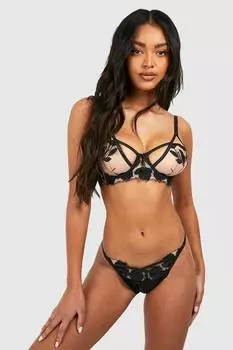 Бюстгальтер-балкон с открытыми деталями Fuller Bust boohoo, черный