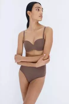 Бюстгальтер-Балконет из микрофибры с подкладкой H&M, коричневый