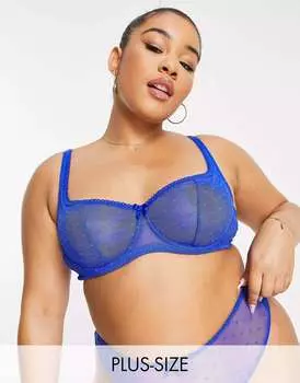 Бюстгальтер-балконет из точечной сетки Ivory Rose Curve цвета пико синего кобальта Ivory Rose