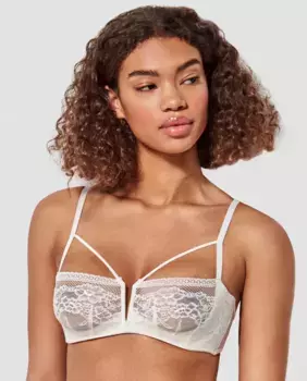 Бюстгальтер-балконет на косточках и без пены из кружевной ткани Gisela, белый