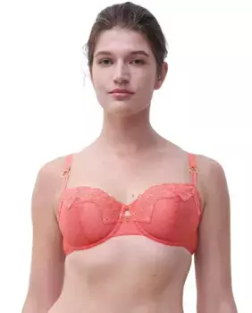 Бюстгальтер балконет на косточках линия Cabaret Sauvage Chantelle, коралловый
