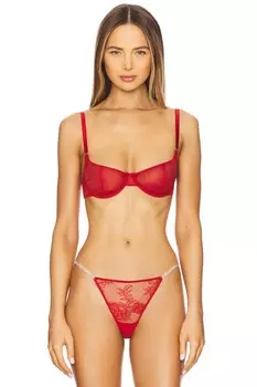 Бюстгальтер-Балконет с кружевом-букетом и глубокими вырезами Fleur Du Mal, красный
