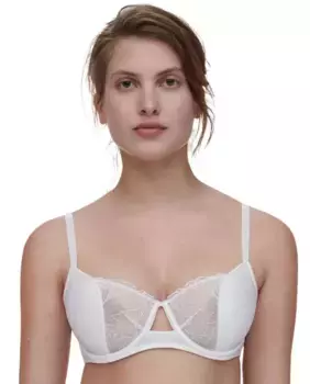 Бюстгальтер-балконет с набивкой и цветочной вышивкой с эффектом татуировки Tattoo Love line Chantelle, цвет Crudo
