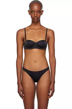 Бюстгальтер балконет с стёганым декором Fleur Du Mal, черный