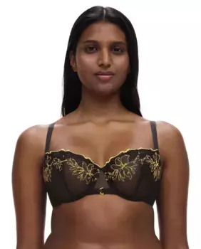 Бюстгальтер-балконет с вышивкой и кружевом линии Play Chantelle, желтый