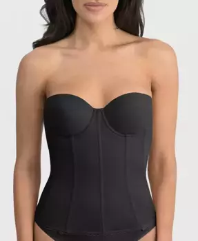 Бюстгальтер без бретелей с длинным поясом Brianna с низкой спинкой, 8980 Dominique, черный