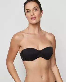 Бюстгальтер без бретелек с поролоном и косточками Selmark, черный