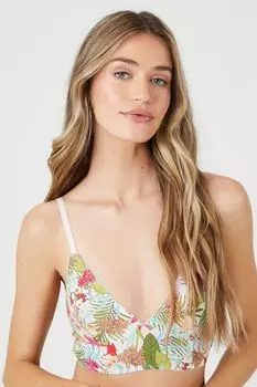 Бюстгальтер без косточек для нижнего белья с тропическим принтом Forever 21, розовый