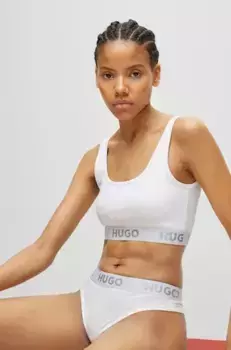 Бюстгальтер без косточек HUGO Underwear "BRALETTE SPORTY LOGO", с эластичным поясом, белый