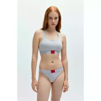 Бюстгальтер без косточек HUGO Underwear "BRALETTE PAD.RED LAB", с вышитым логотипом HUGO BOSS, серый