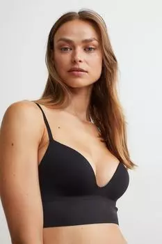 Бюстгальтер без косточек из джерси с эффектом пуш-ап H&amp;M, черный
