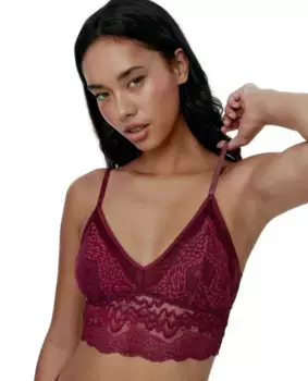 Бюстгальтер без косточек из кружева с цветочным принтом Black Limba, бордовый