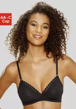 Бюстгальтер без косточек LASCANA, без косточек, из натурального хлопка, черный
