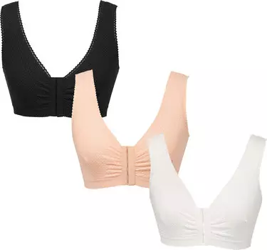 Бюстгальтер без косточек MedoVital Vorderverschluss BH ohne Bgel 3er Pack, цвет wei/haut/schwarz