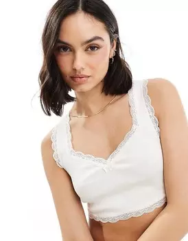 Бюстгальтер без косточек Miss Selfridge цвета слоновой кости с кружевной отделкой