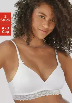 Бюстгальтер без косточек Petite Fleur без косточек с кружевной лентой, из мягкого хлопка, базовое нижнее белье, белый