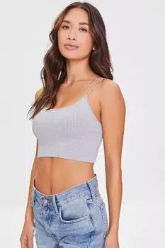 Бюстгальтер без косточек с двумя ремешками, украшенный вереском Forever 21, серый