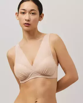 Бюстгальтер без косточек с перекрещивающимся вырезом и тюлем Ysabel Mora, цвет Natural