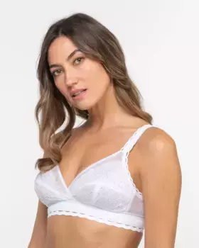 Бюстгальтер без косточек с переработанным кружевом и тюлем Playtex, белый