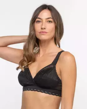 Бюстгальтер без косточек с переработанным кружевом и тюлем Playtex, черный