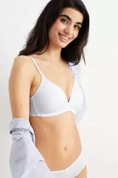 Бюстгальтер без косточек с подкладкой из лайкры C&A, белый