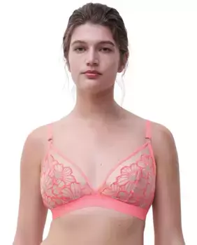 Бюстгальтер без косточек с треугольными чашками и вышивкой «макси-ромашка», линия Lush Chantelle, розовый