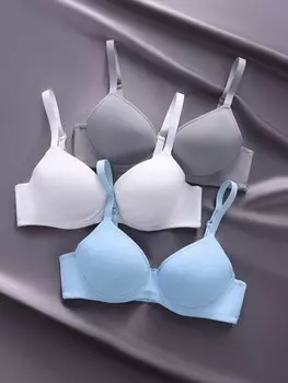 Бюстгальтер без косточек Underwear&Sleepwear Basics, однотонный, в каркасе из трех частей Shein, мультиколор