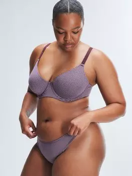 Бюстгальтер без подкладки Savage X Fenty Cotton Essentials, цвет Fine Wine Purple Stripe