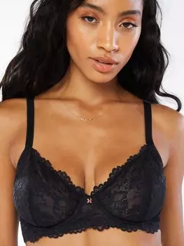 Бюстгальтер без подкладки Savage X Fenty Floral Lace, цвет Black Caviar