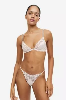 Бюстгальтер без подкладок из атласа и кружева H&M