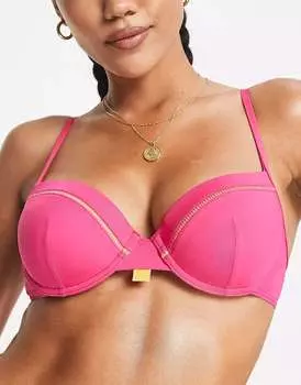 Бюстгальтер бикини на косточках Cherry Beach echo с чашкой из пеноматериала цвета фуксии