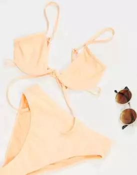 Бюстгальтер бикини на косточках Missguided персикового цвета