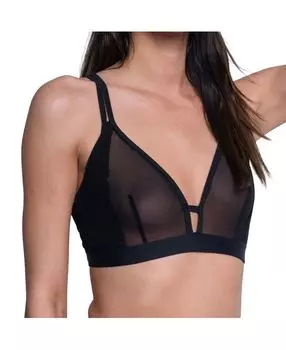 Бюстгальтер-борцовка из сетки телесного оттенка Naked Rebellion, черный