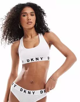 Бюстгальтер-бралетт DKNY с белым/черным логотипом