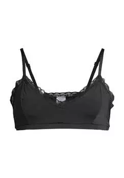 Бюстгальтер-Бралетт из микросатина с кружевной отделкой Manguun, черный
