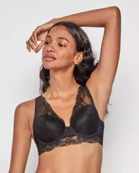 Бюстгальтер-бралетт на косточках и поролоном из кружевной ткани Gisela, черный