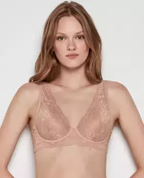 Бюстгальтер-бралетт на косточках и поролоном из кружевной ткани Gisela, цвет Natural