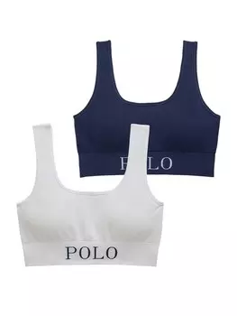 Бюстгальтер-бралетт Polo Ralph Lauren Ribbed Seamless, цвет Dark blue/Off white