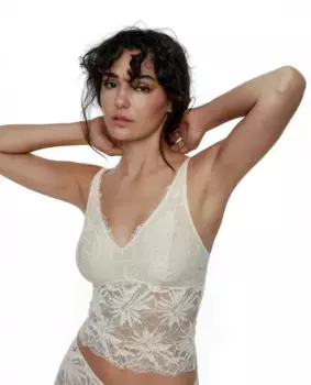 Бюстгальтер-бралетт с цветочным кружевом и укороченным топом Black Limba, кремовый