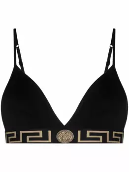 Бюстгальтер-бралетт с узором Greca VERSACE, черный