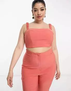 Бюстгальтер-браслет скроенного цвета корицы ASOS LUXE Curve