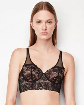 Бюстгальтер-бюстье на косточках и контрастных чашках из пеноматериала Gisela, черный