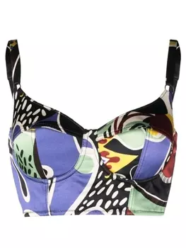 Бюстгальтер-бюстье на косточках с абстрактным принтом Moschino, черный