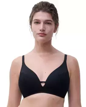 Бюстгальтер Crush Line из цветочного кружева с подушечками без косточек и тюлем Chantelle, черный