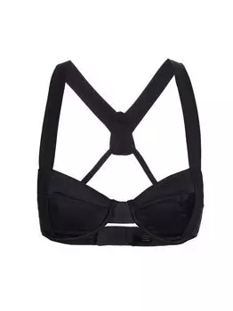 Бюстгальтер Demi с подтяжками из шелковой смеси Kiki de Montparnasse, черный