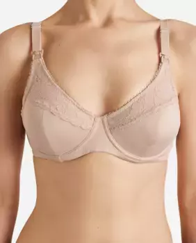 Бюстгальтер для кормления с косточками и кружевной отделкой Promise, бежевый