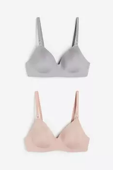 Бюстгальтер для кормления с мягкой подкладкой H&M 2 шт., светло-серый\светло-розовый
