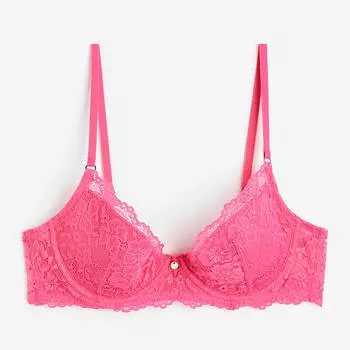 Бюстгальтер H&amp;M Padded Underwire Lace, розовый